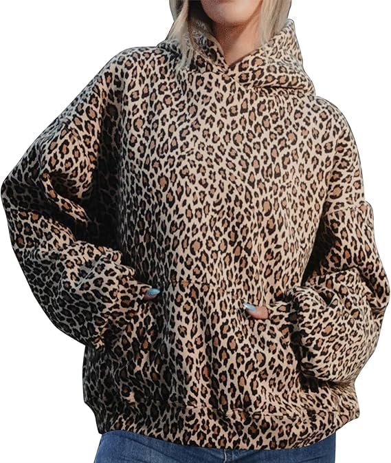 Amazon.com: Hesaco Zip Up Hoodie Women Cheetah Print Hoodie